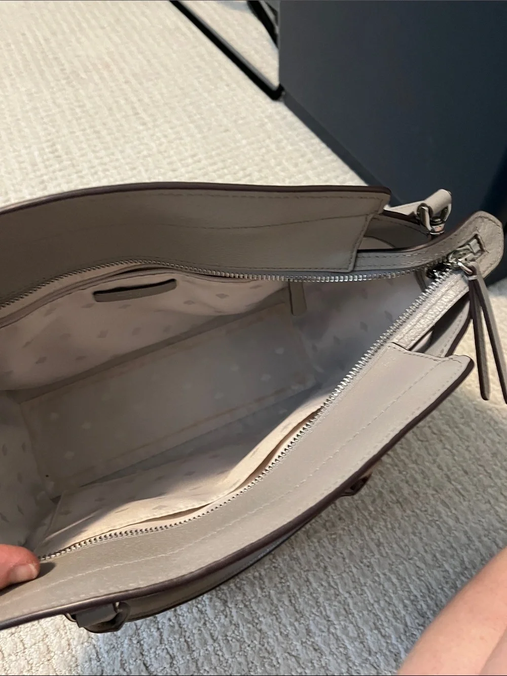 kate spade Taupe Gray Pebbled Leather Satchel - Picture 7 of 8